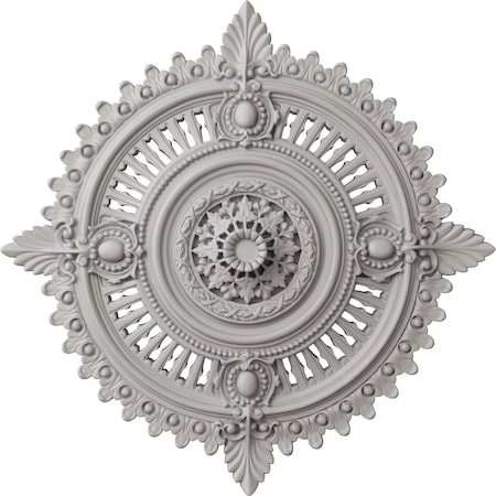 Ekena Millwork Haylynn Ceiling Medallion (Fits Canopies up to 1 1/4"), 29 1/8"OD x 1 1/4"ID x 4"P, Ultra Pure White CM29HYUWF